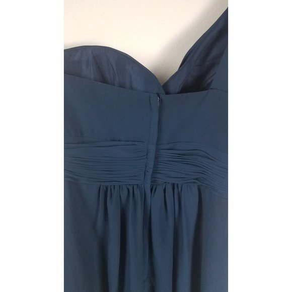 Christina Wu Women's Sz. 4 Navy One Shoulder Chiffon Short Dress 22376 - Picture 7 of 8